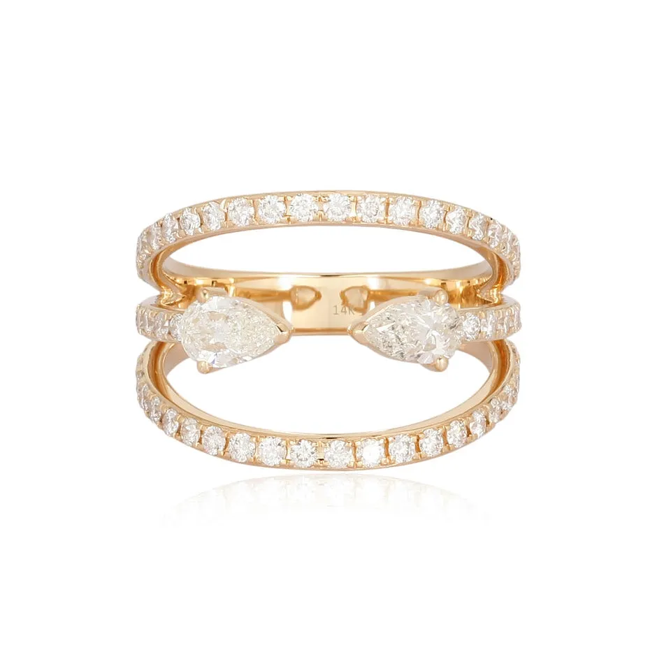 Two Pear Diamond Statement Ring