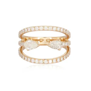 Two Pear Diamond Statement Ring