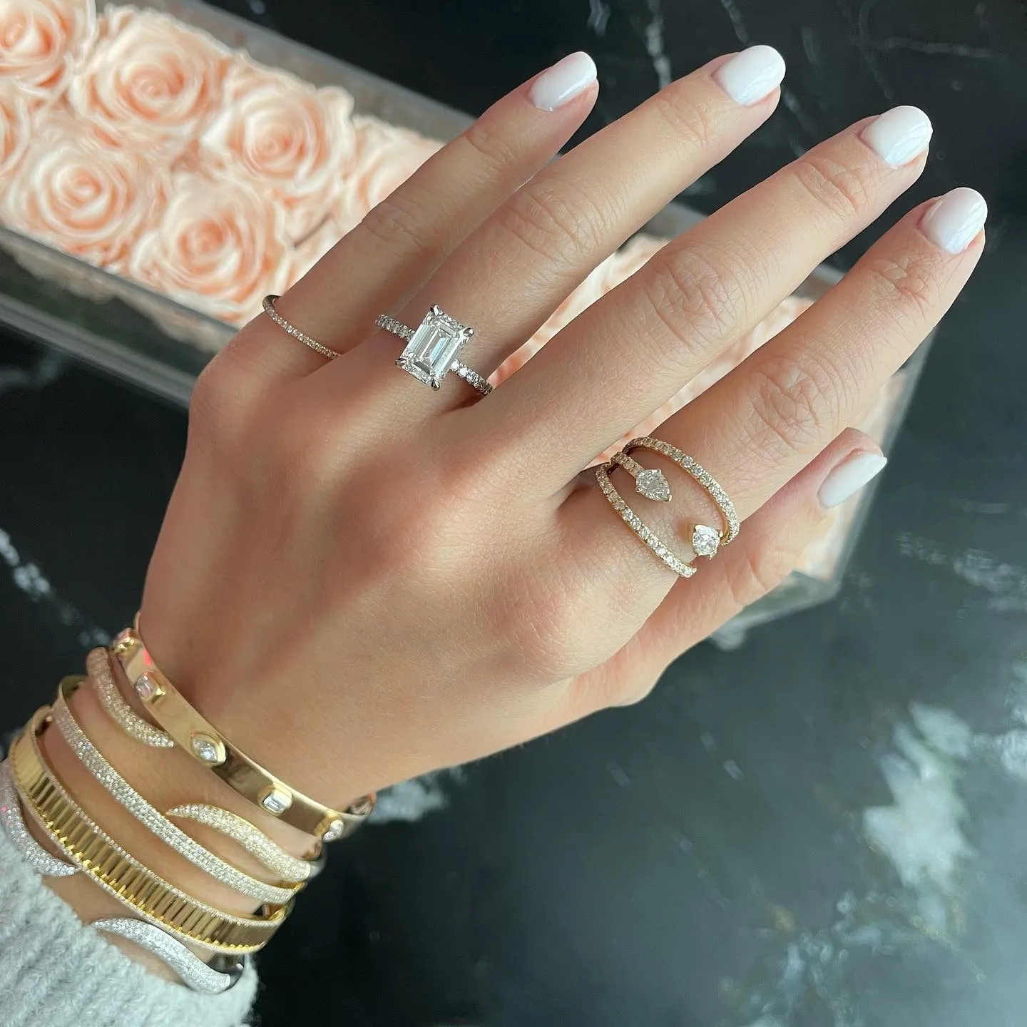 Two Pear Diamond Statement Ring