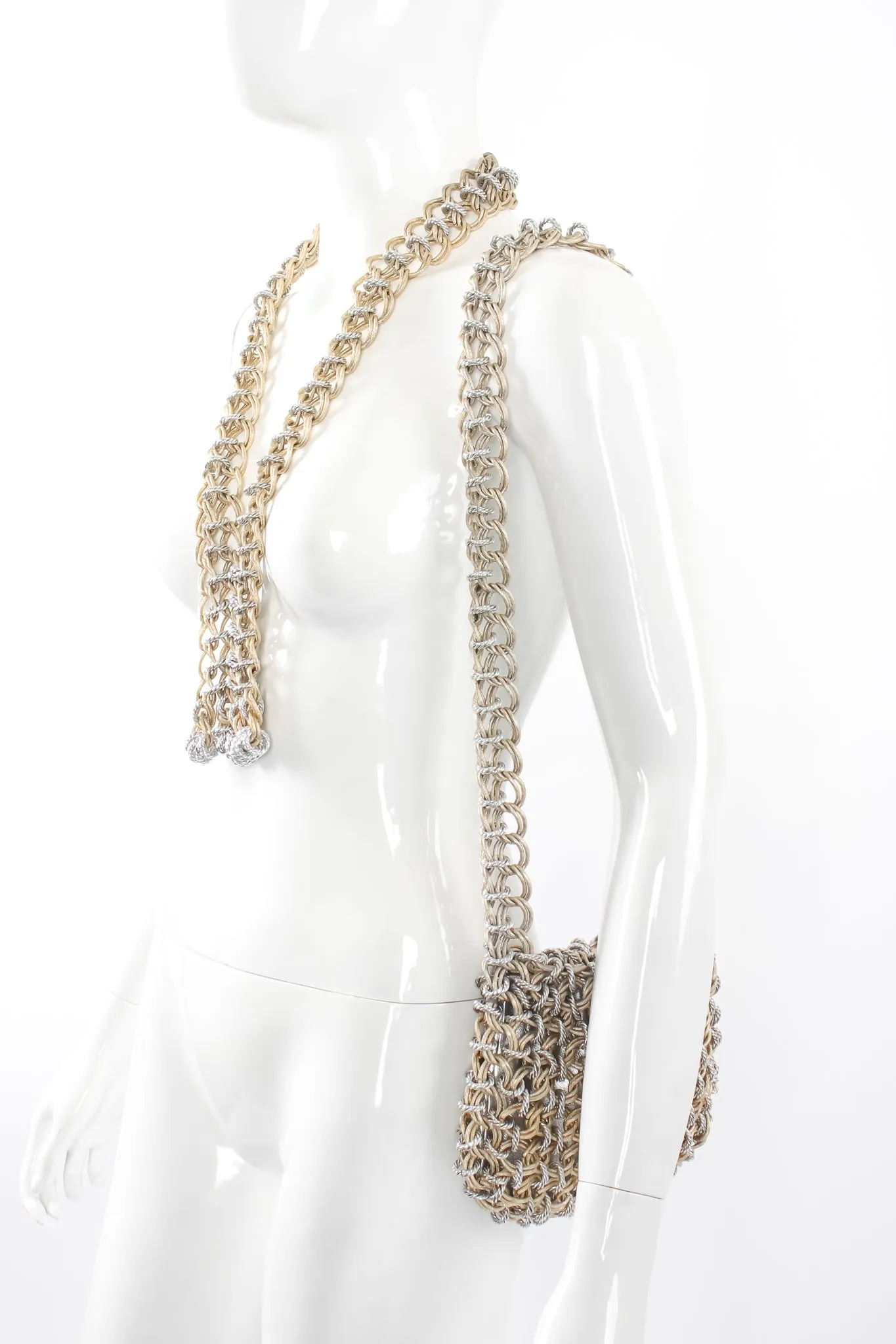 Two Tone Chain Mail Bag & Necklace Set