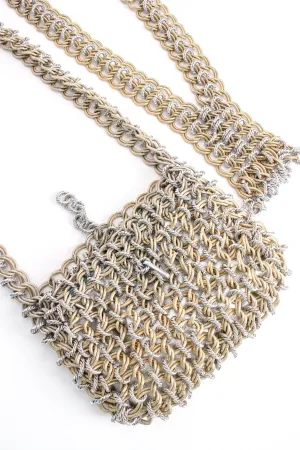 Two Tone Chain Mail Bag & Necklace Set