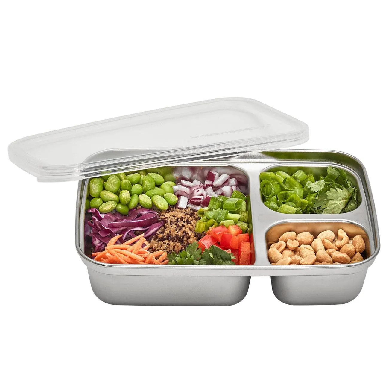 U-Konserve Three Compartment Stainless Steel Container - 24oz / Assorted Lid Colours