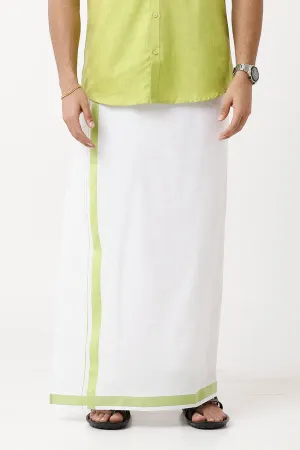 Varna - Light Green  Single Layered Dhoti With Fancy Borders For Men | Uathayam