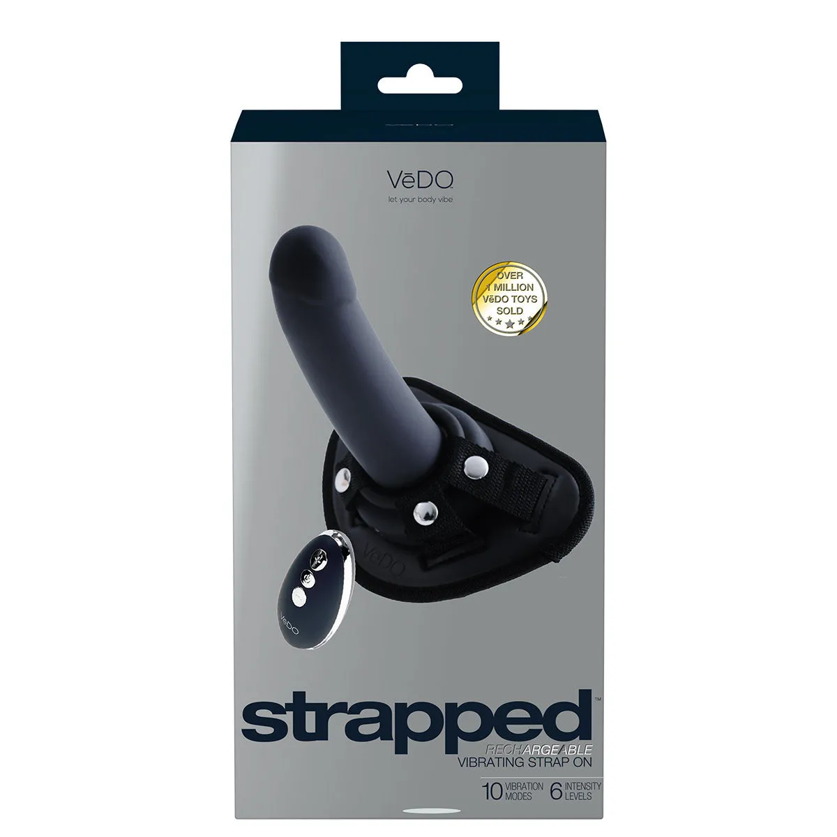 VeDo Strapped Rechargeable Vibrating Strap-On - Black
