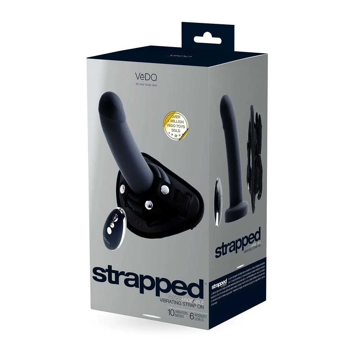 VeDo Strapped Rechargeable Vibrating Strap-On - Black