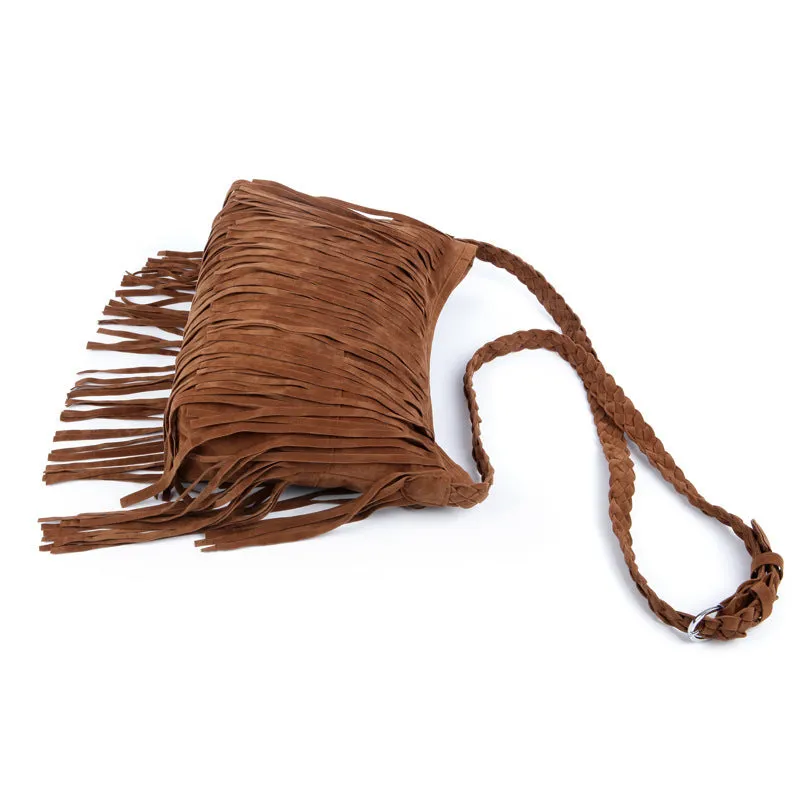 Velvet-brushed Scrub Tassel Bag Shoulder Diagonal Package