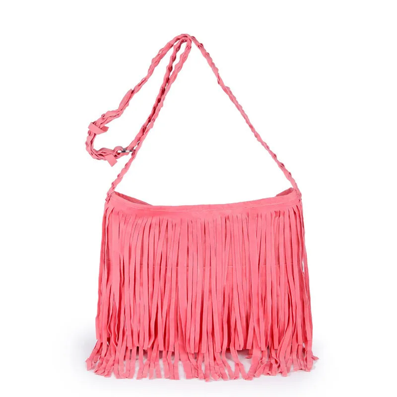 Velvet-brushed Scrub Tassel Bag Shoulder Diagonal Package