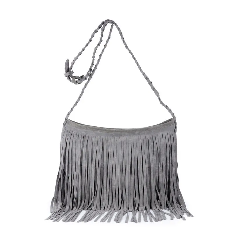 Velvet-brushed Scrub Tassel Bag Shoulder Diagonal Package