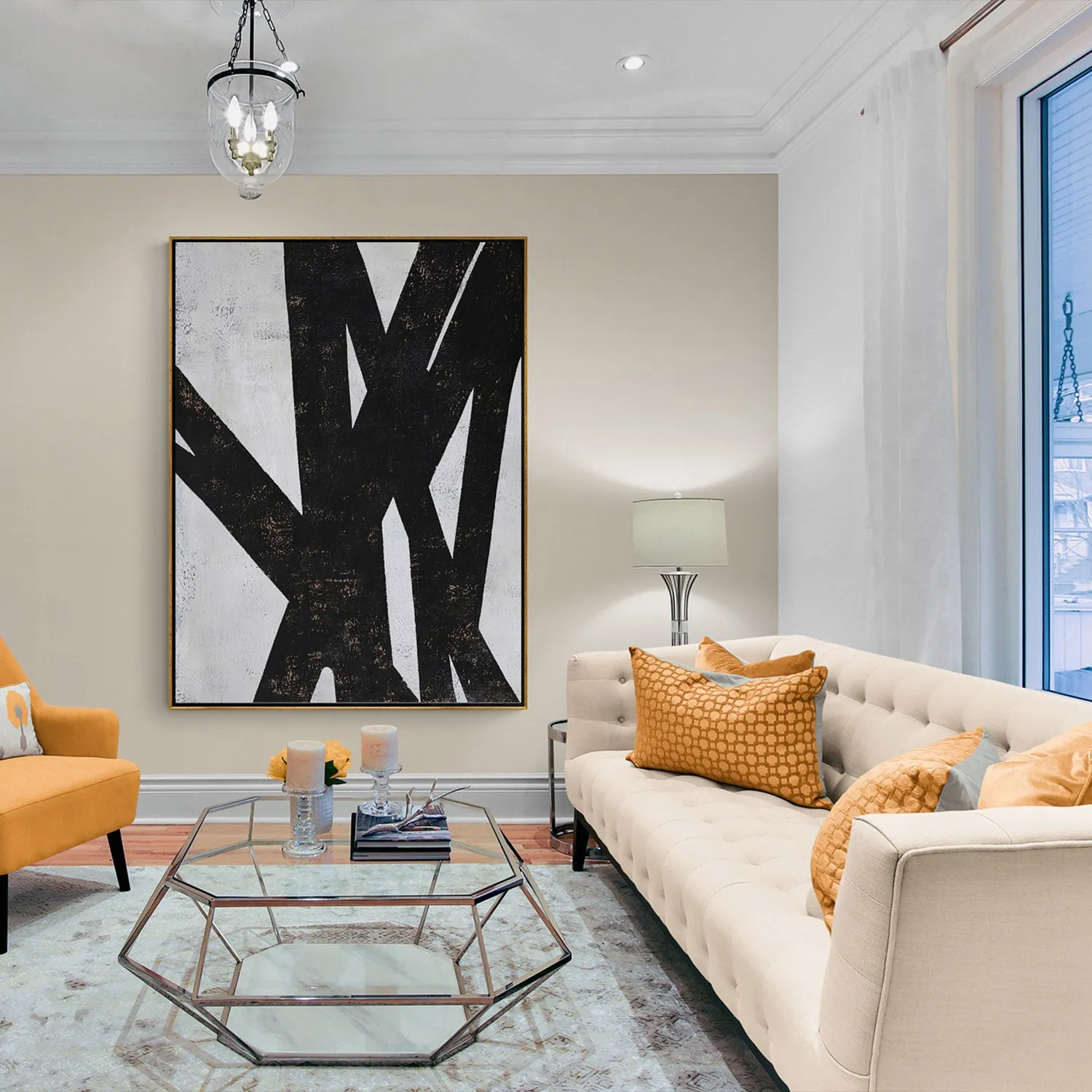 Vertical Minimal Geometric Painting H77V