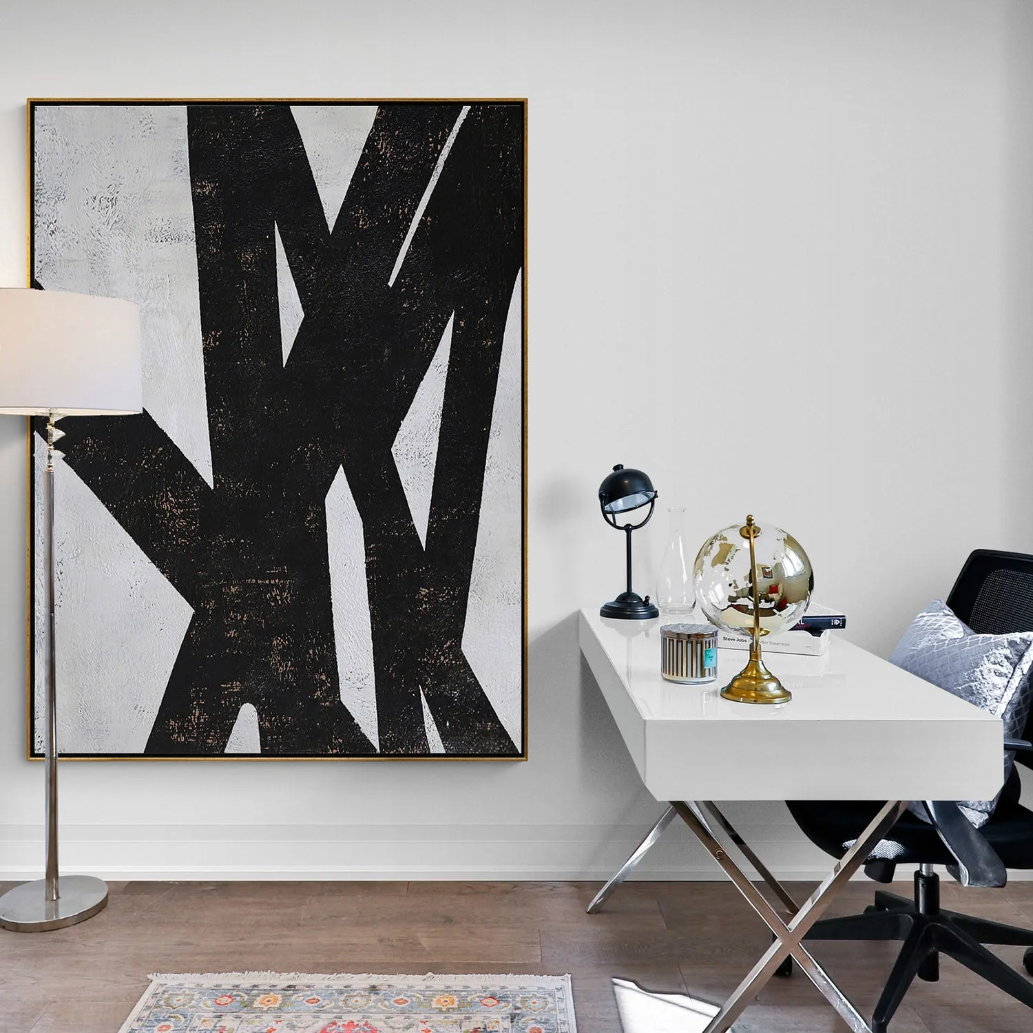 Vertical Minimal Geometric Painting H77V