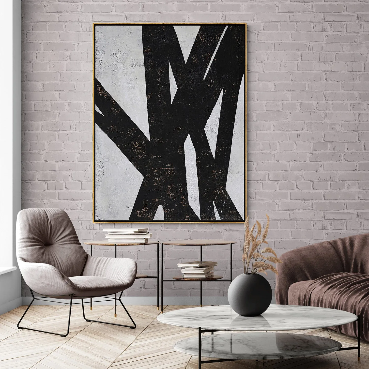 Vertical Minimal Geometric Painting H77V