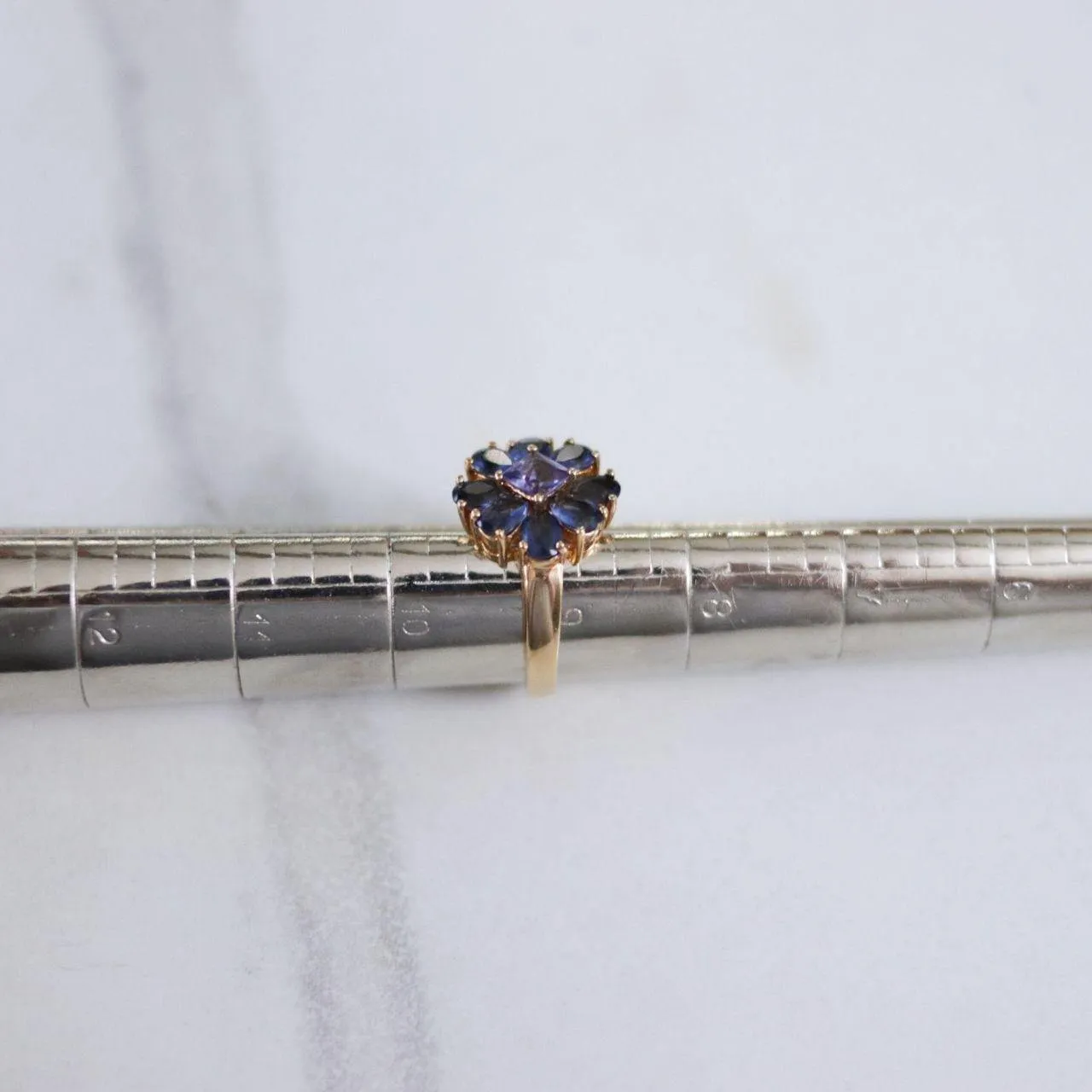 Vintage Iolite Flower Statement Ring