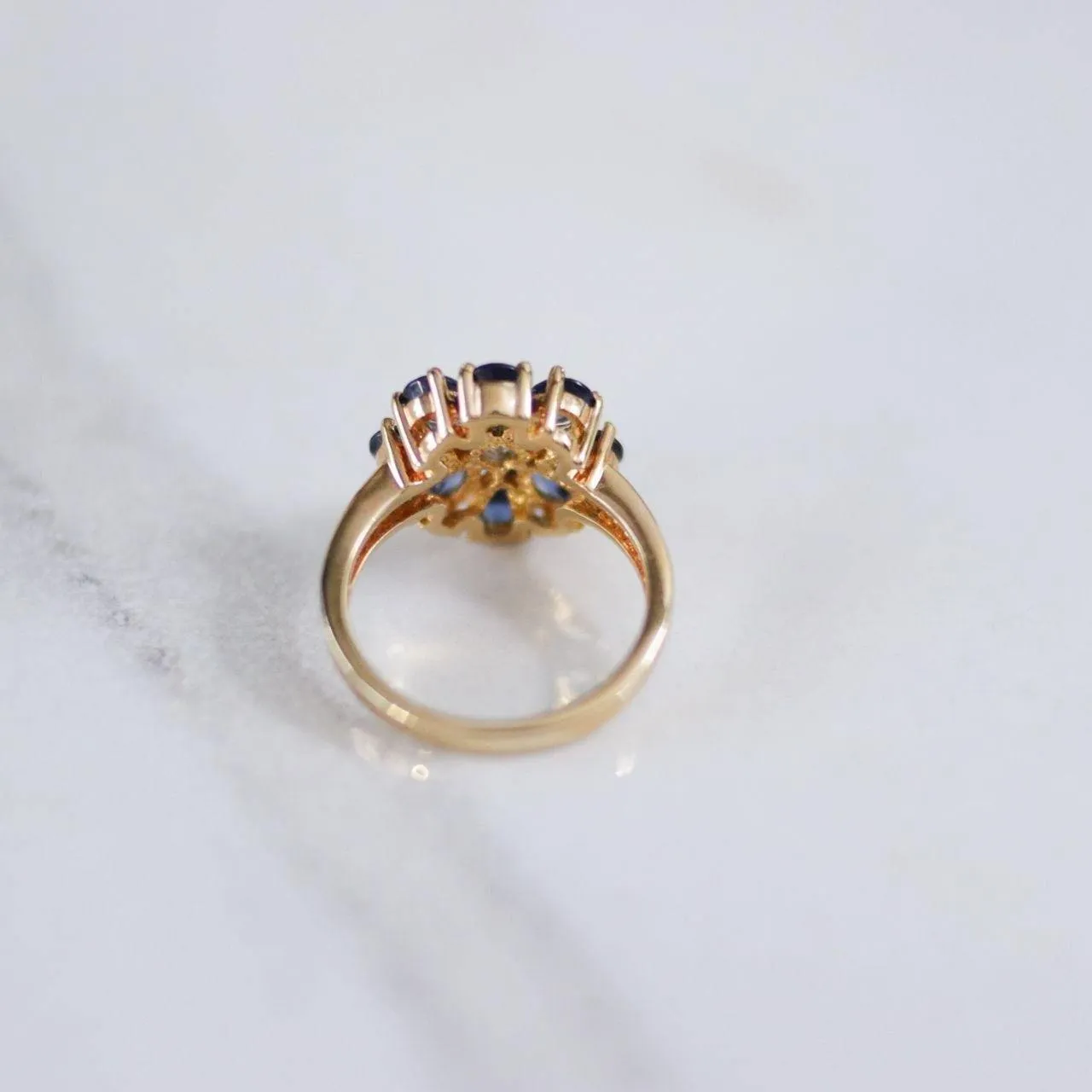 Vintage Iolite Flower Statement Ring
