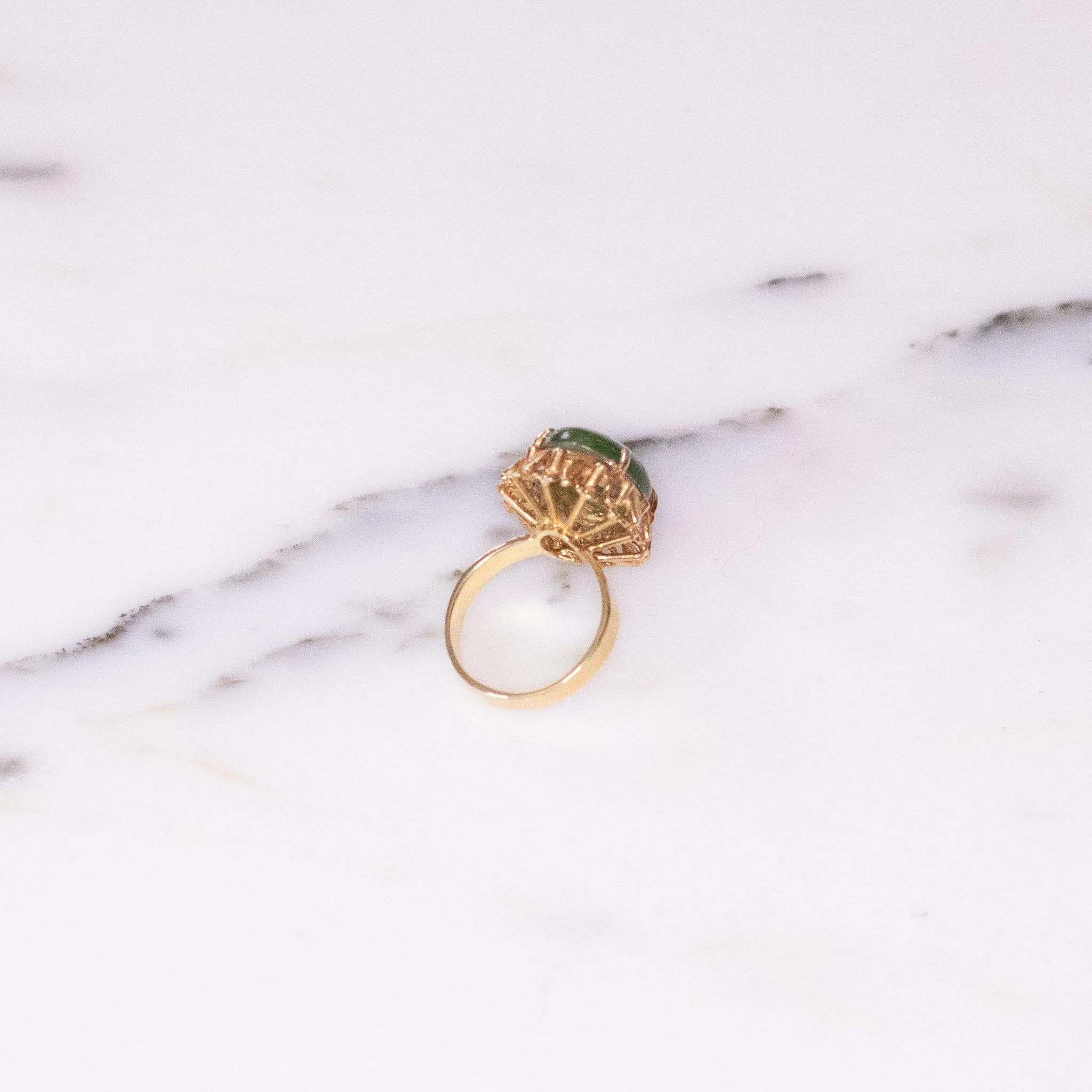 Vintage Jade Glass Cocktail Statement Ring