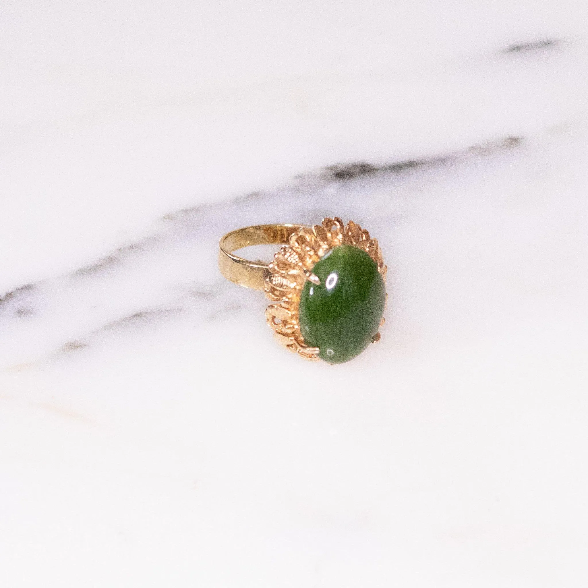 Vintage Jade Glass Cocktail Statement Ring
