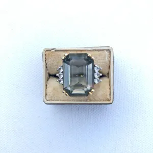 Vintage Smoke Crystal Statement Ring