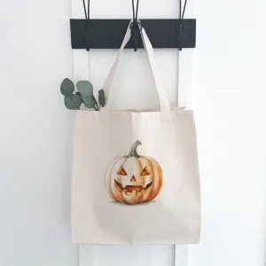 Watercolor Carved Pumpkin - Canvas Tote Bag