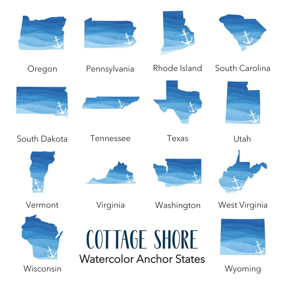 Watercolor State with Anchor - Canvas Tote Bag