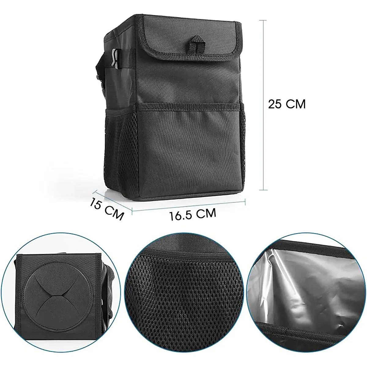 Waterproof Car Trash Can with Lid and Storage Pockets, Custom-Fit For Car, 100% Leak-Proof Car Organizer, Waterproof Car Garbage Can, Multipurpose Trash Bin for Car WAAR234