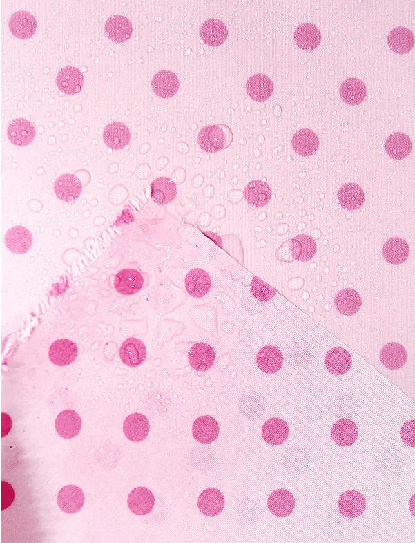 Waterproof Fabric 8 mm Dark Pink Polka Dots on Pink - By the Yard /55866