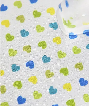 Waterproof Fabric Colorful Hearts Green Tone per Yard 24620