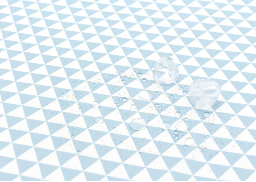 Waterproof Fabric, Light Blue Triangles, Geometric - 59 Inches Wide - By the Yard 73536 GJ 387635-w