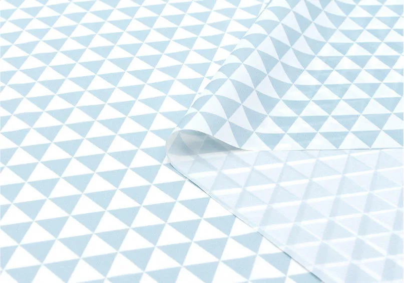 Waterproof Fabric, Light Blue Triangles, Geometric - 59 Inches Wide - By the Yard 73536 GJ 387635-w