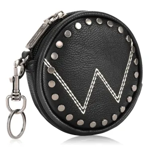 WG116-001  Wrangler Circular Coin Pouch "W" Logo  Bag Charm - Black
