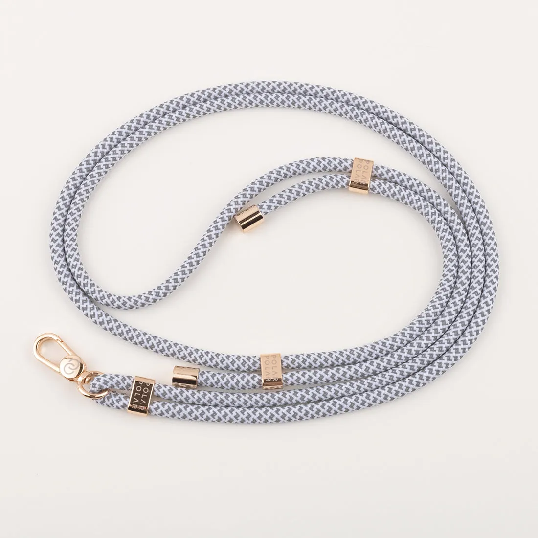 White Grey Grid (Gold Buckles) Crossbody Phone Strap with Card