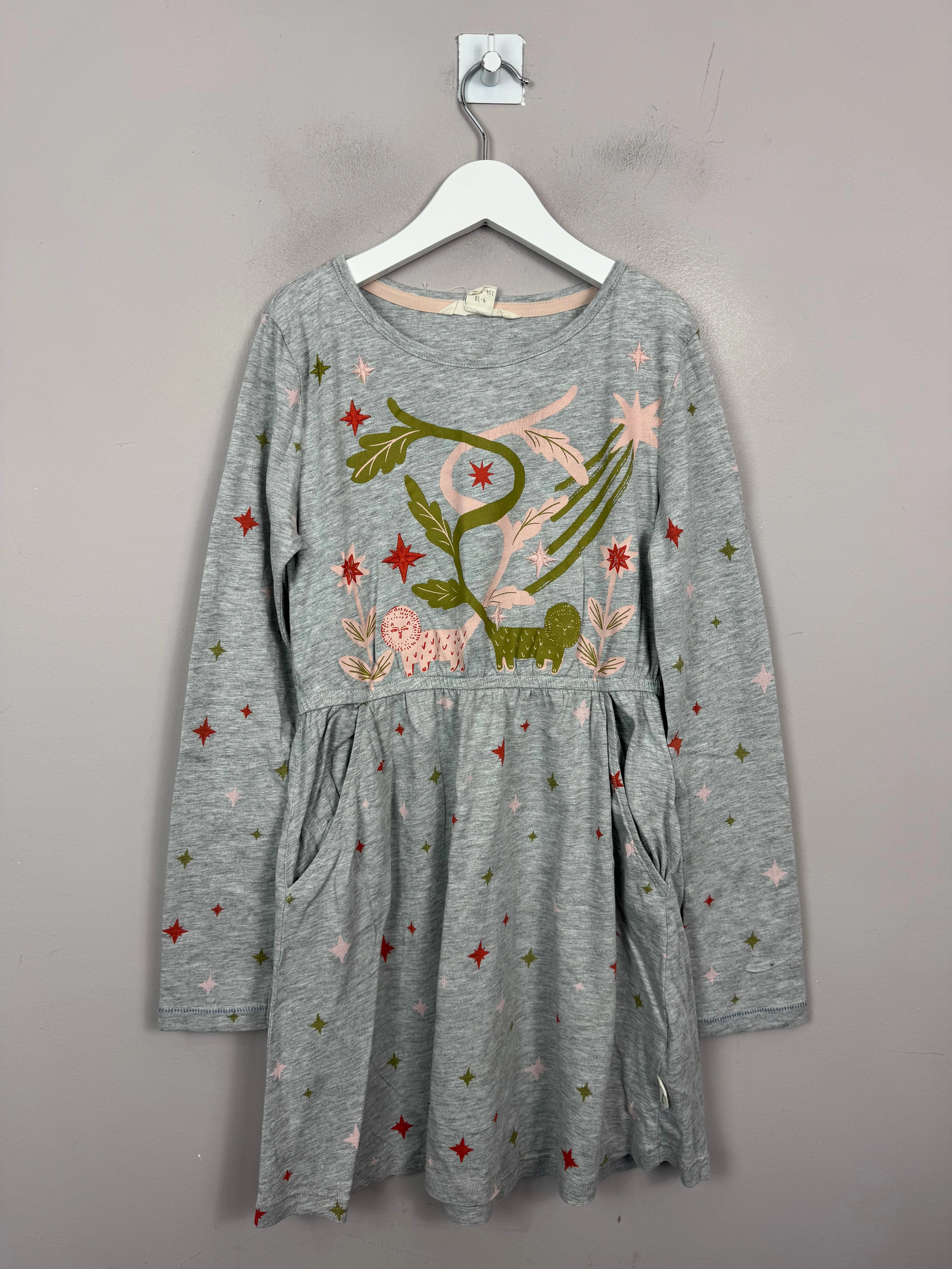White Stuff Grey L/S Jersey Dress 9-10y