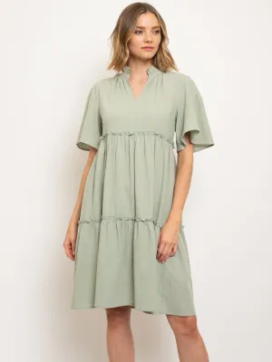 WOMEN'S V-NECK LAYERED MINI DRESS