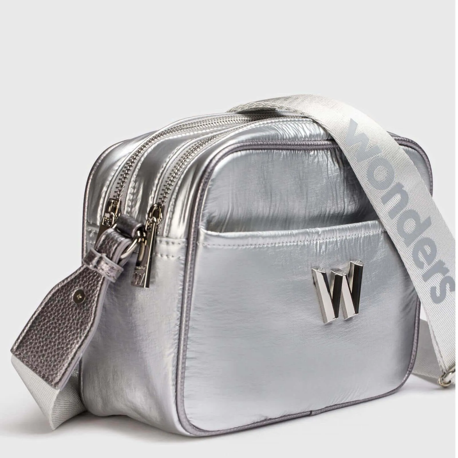 Wonders Light Silver Nylon Crossbody Bag
