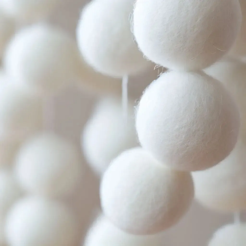 Wool Felt Garland: Sustainable Whimsical Home Decor White