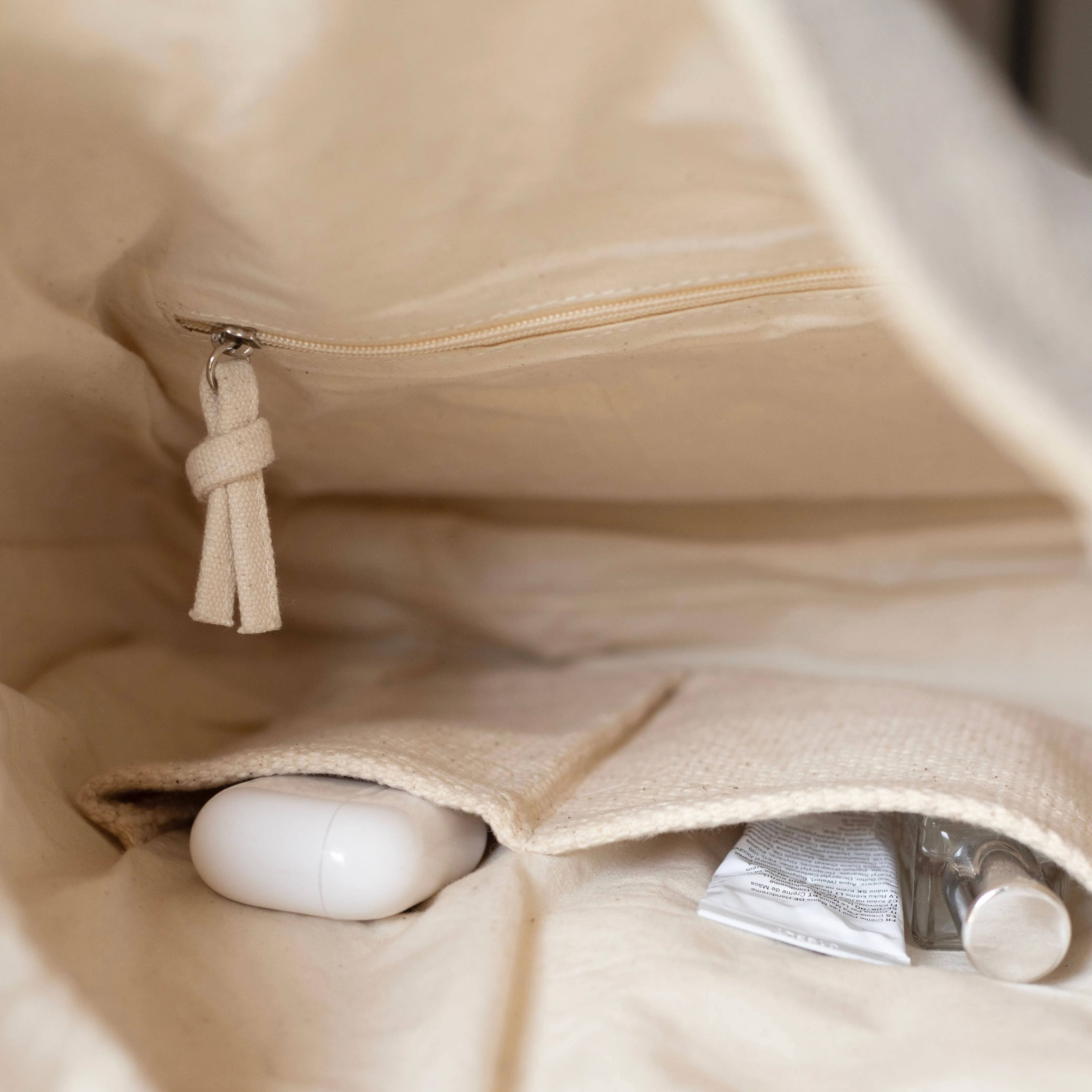 Woven Cotton Fold-over Tote