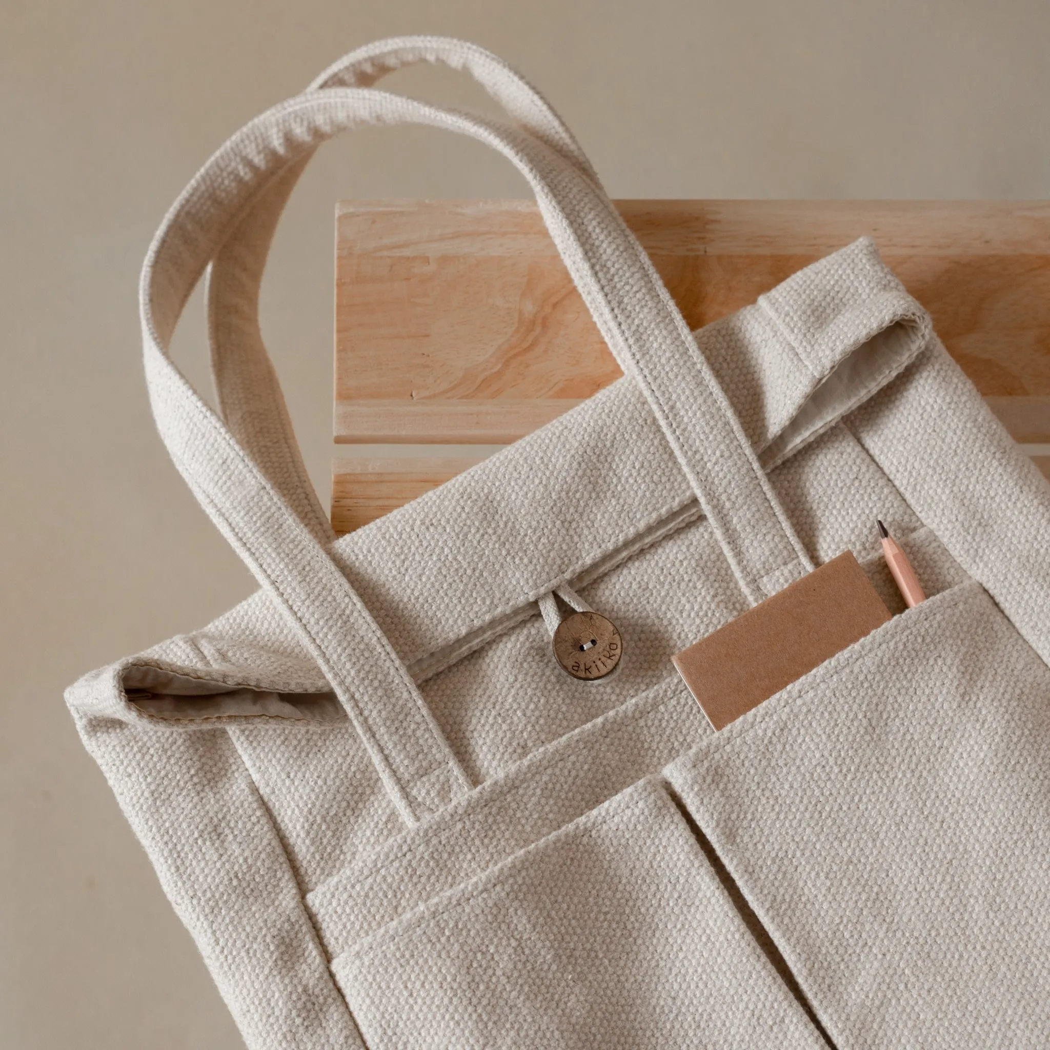 Woven Cotton Fold-over Tote