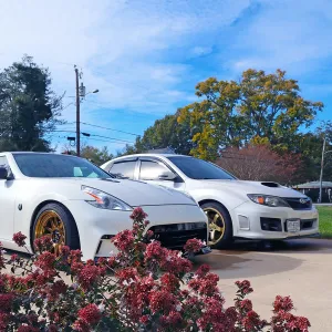 WRX STI and 370z In Driveway