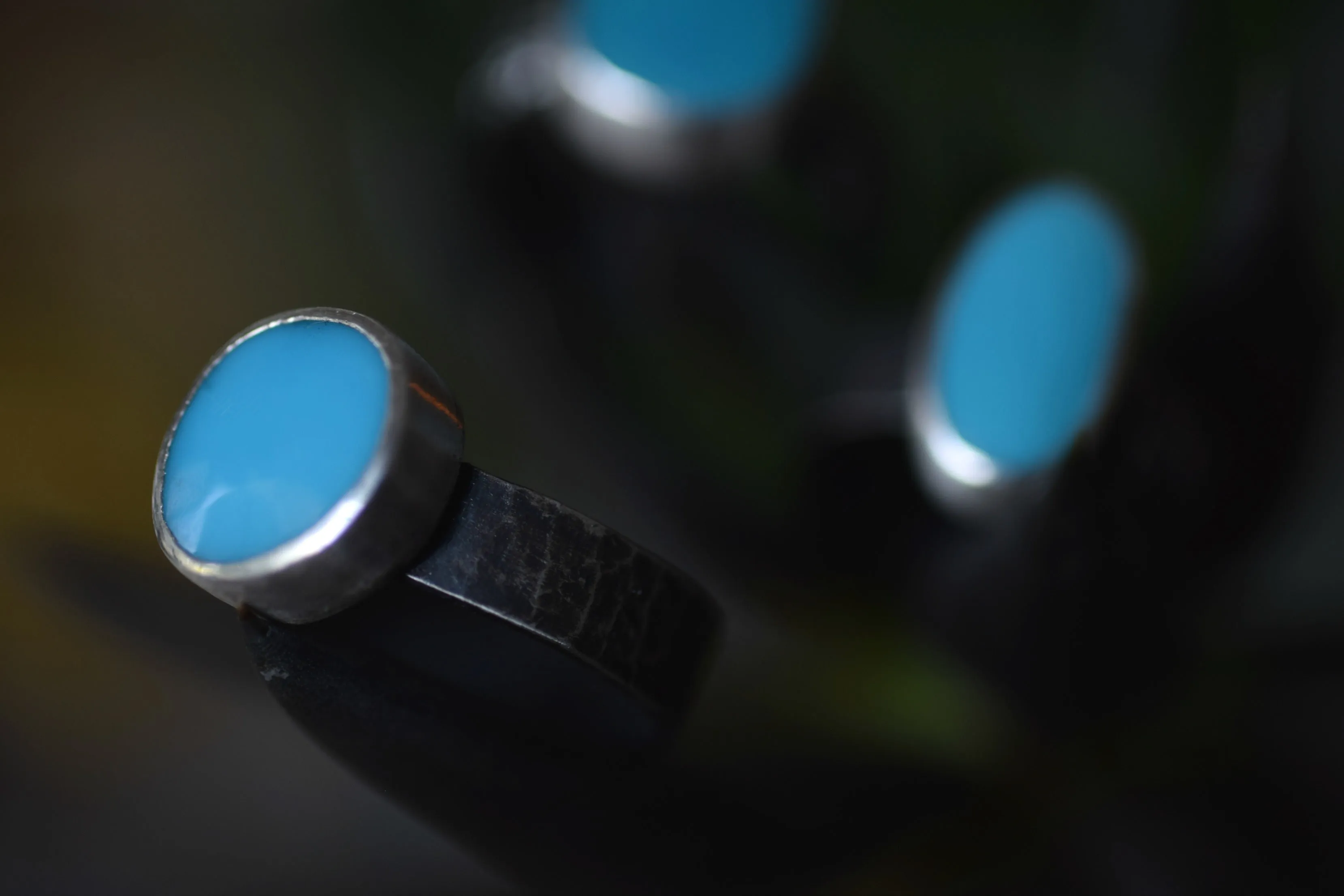 XSleeping Beauty - Turquoise Ring - Silver and Turquoise -Woodland Wedding - Size 7.75 - Real Cast Fern - Woodland Ring - Statement Ring