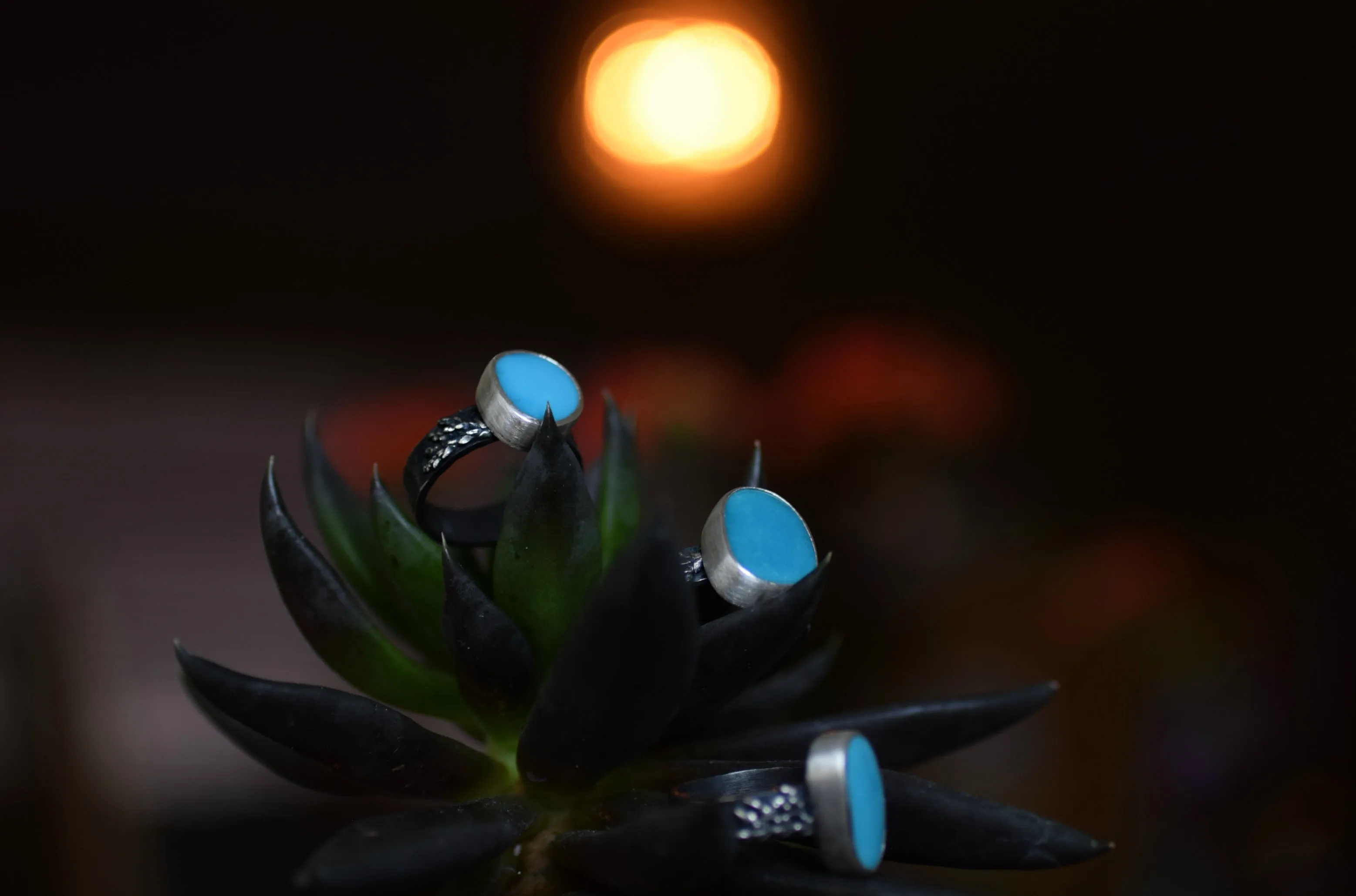 XSleeping Beauty - Turquoise Ring - Silver and Turquoise -Woodland Wedding - Size 7.75 - Real Cast Fern - Woodland Ring - Statement Ring