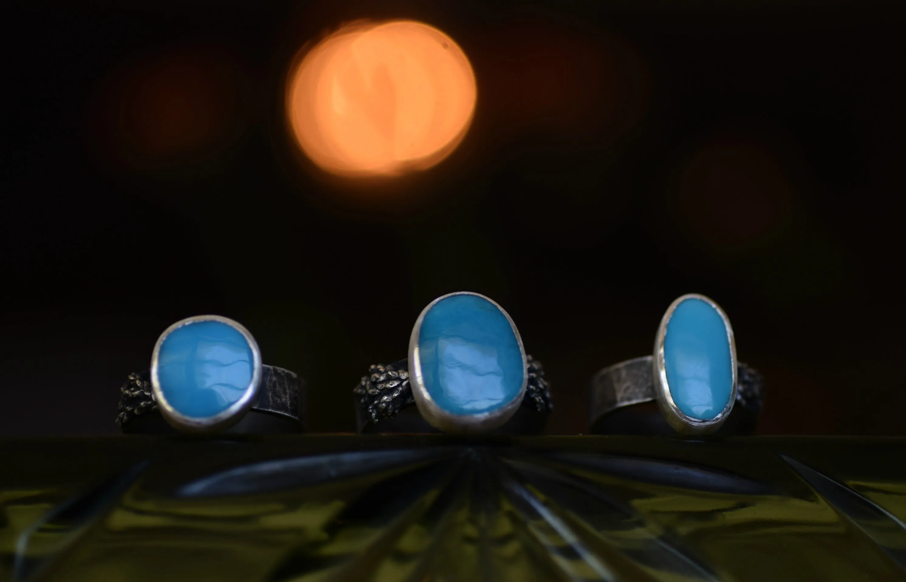 XSleeping Beauty - Turquoise Ring - Silver and Turquoise -Woodland Wedding - Size 7.75 - Real Cast Fern - Woodland Ring - Statement Ring