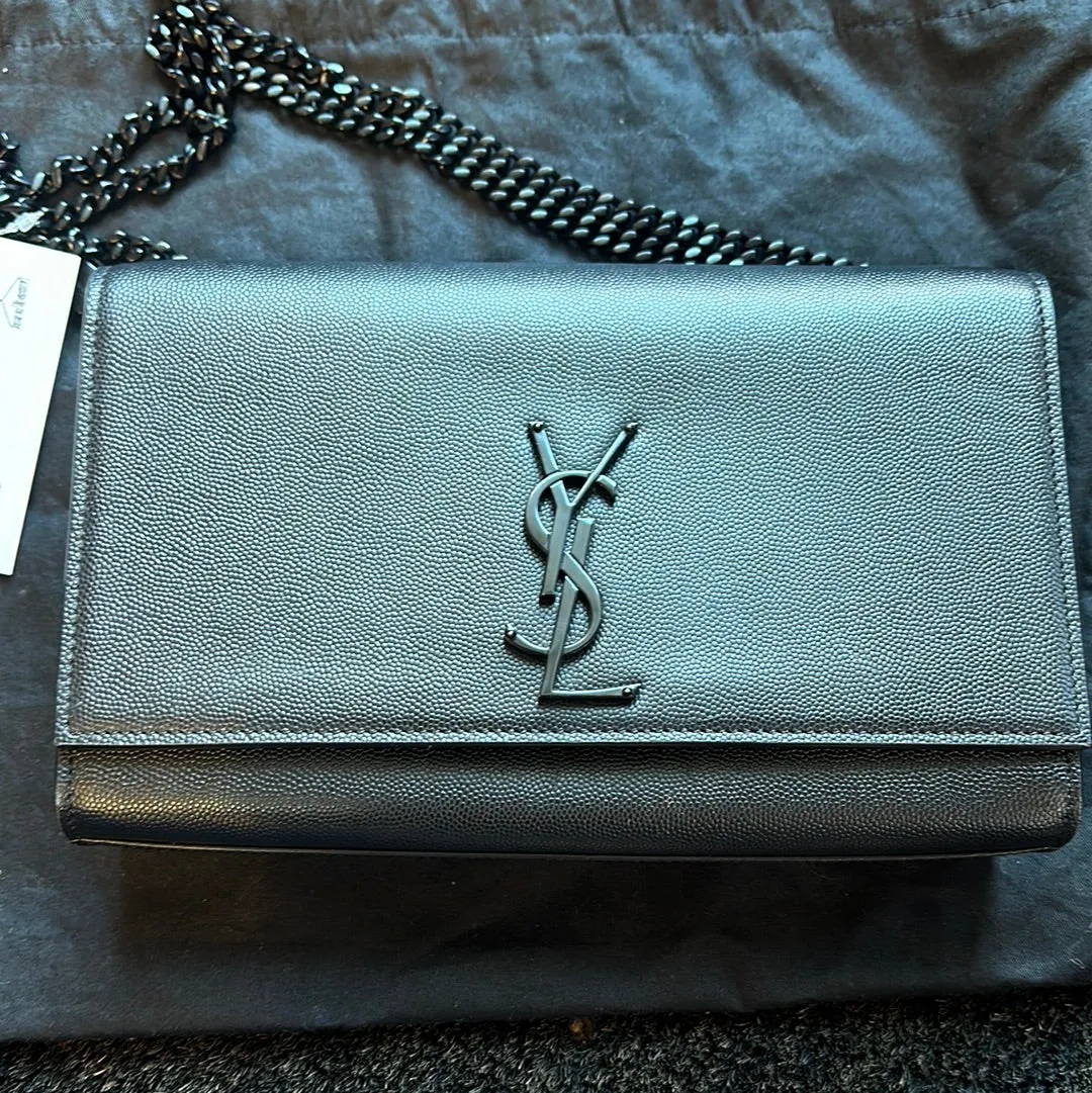 YSL Black Leather Kate Medium Bag