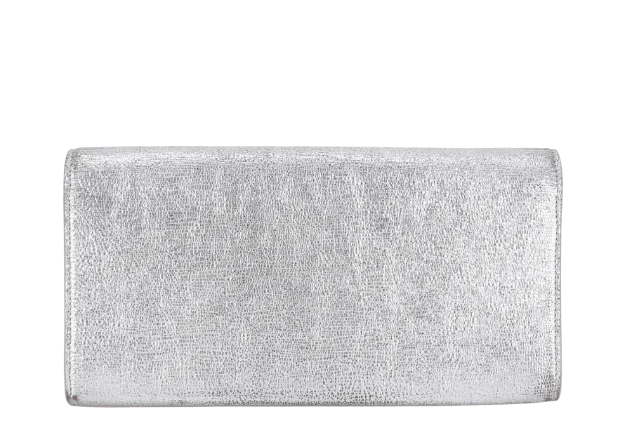 YVES SAINT LAURENT (YSL) CASSANDRE CLUTCH SILVER CALF LEATHER GOLD HARDWARE WITH DUST COVER