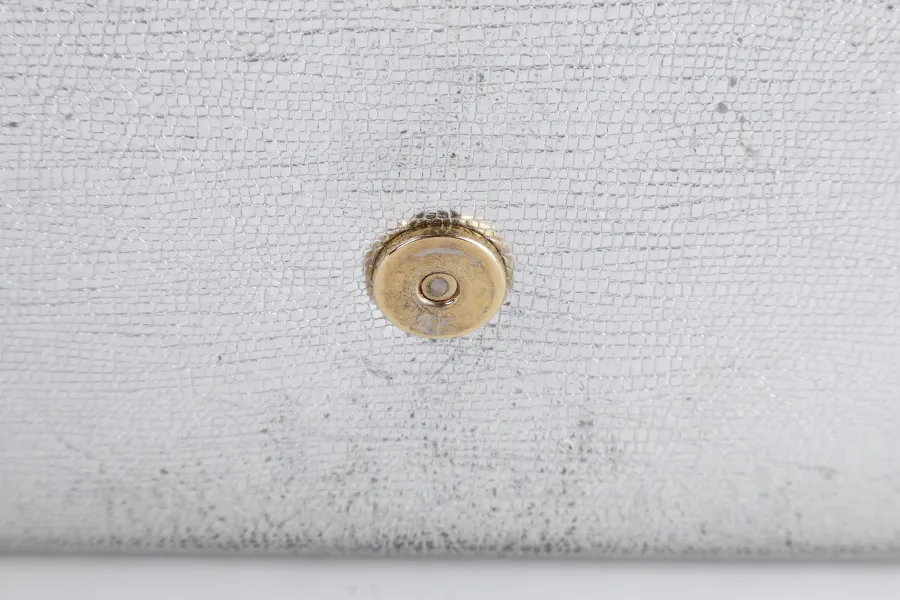 YVES SAINT LAURENT (YSL) CASSANDRE CLUTCH SILVER CALF LEATHER GOLD HARDWARE WITH DUST COVER