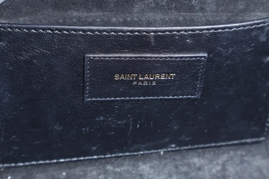 YVES SAINT LAURENT (YSL) CASSANDRE CLUTCH SILVER CALF LEATHER GOLD HARDWARE WITH DUST COVER