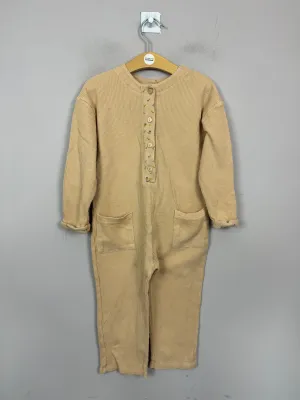 Zara Caramel Waffle Jumpsuit 2-3y