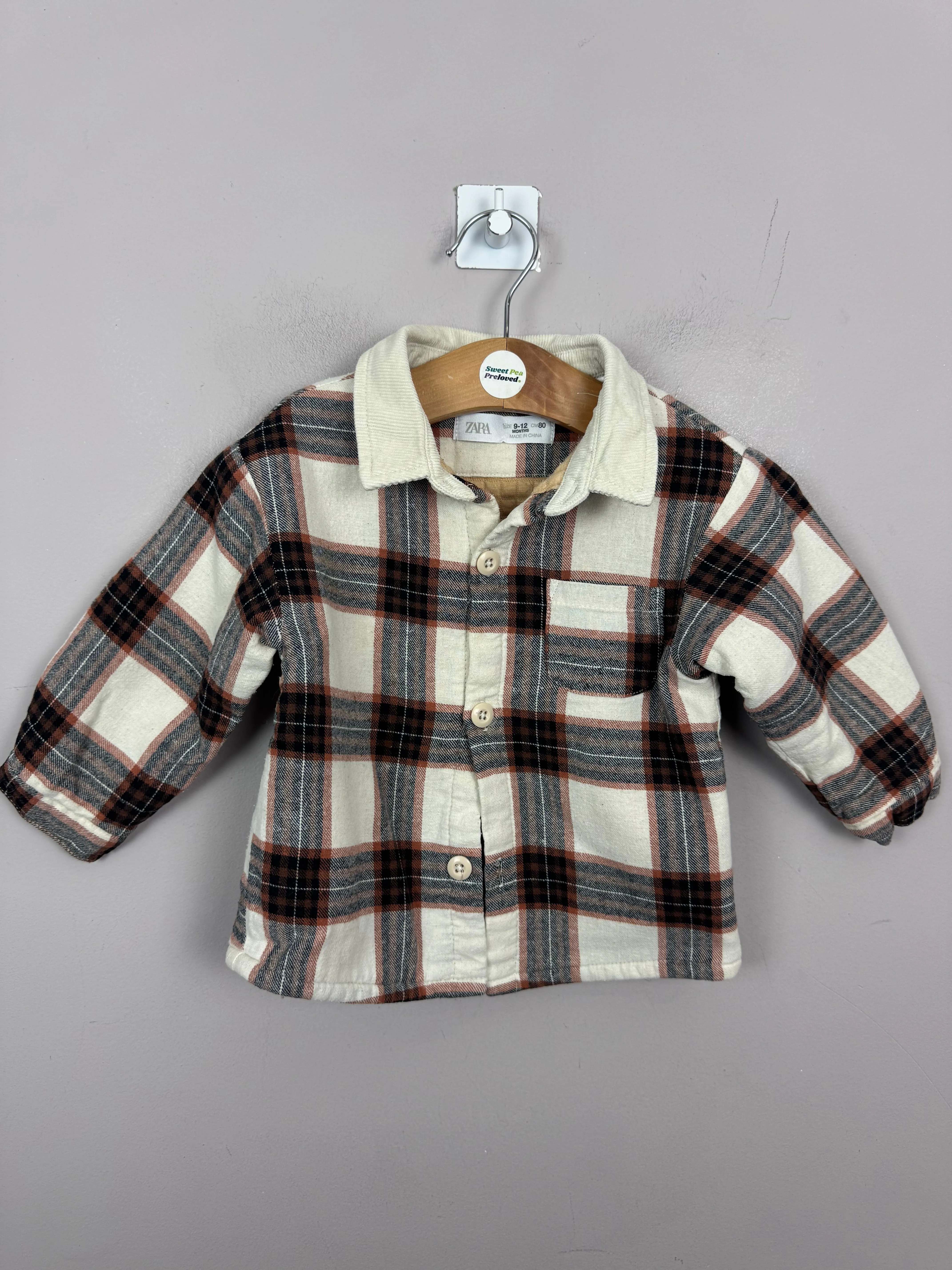 Zara Cream Check Shacket 9-12m