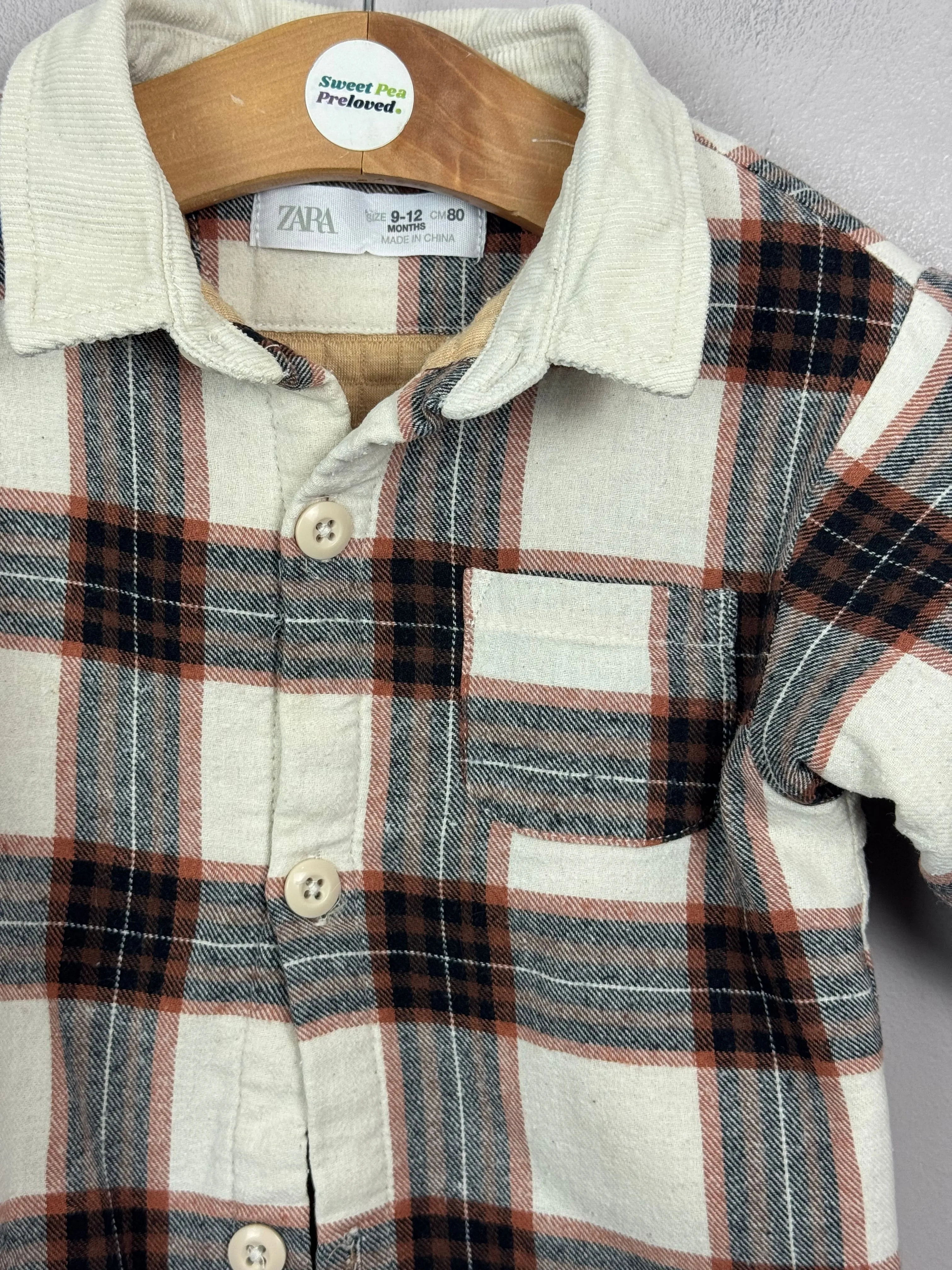 Zara Cream Check Shacket 9-12m